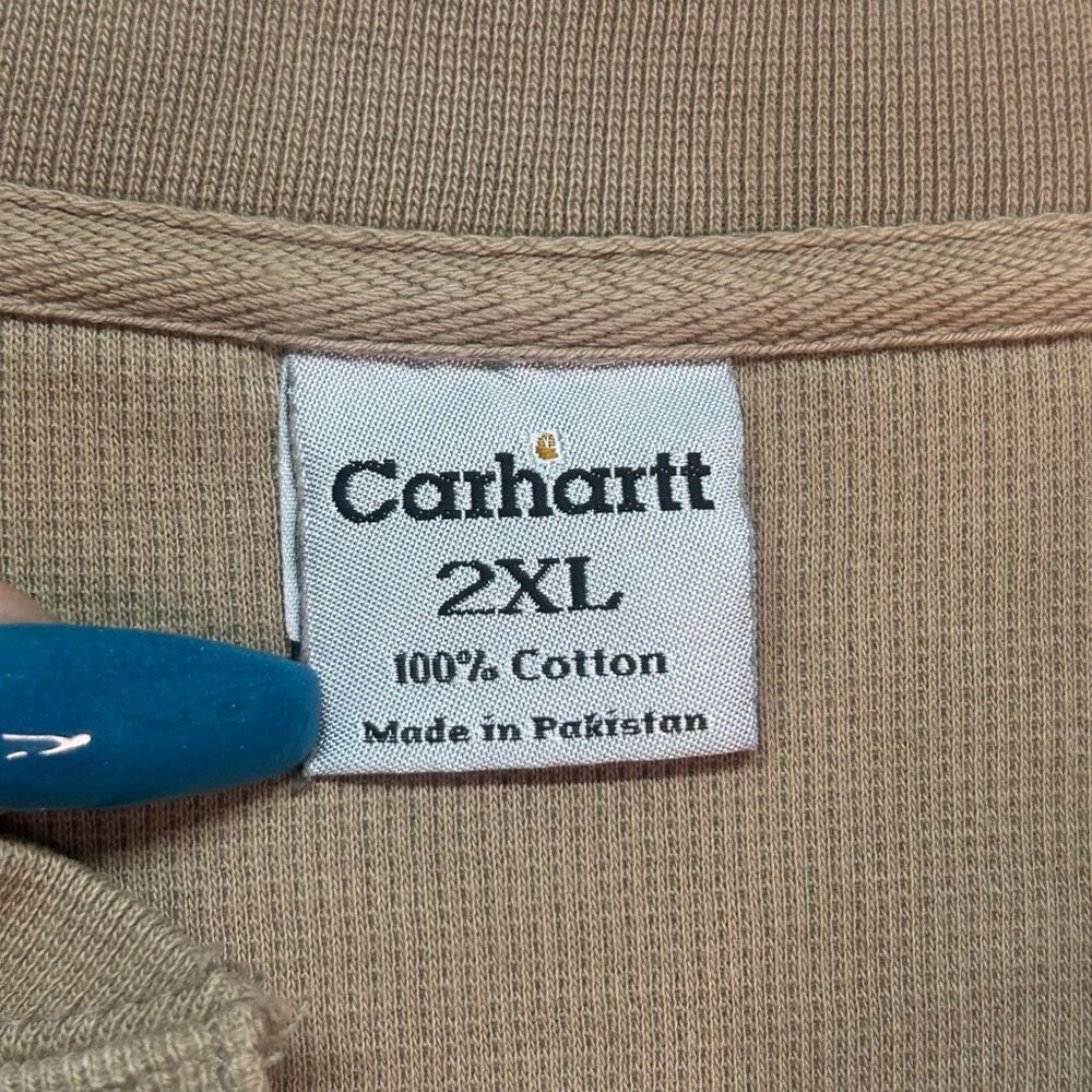 Carhartt Brown Long Sleeve Henley Utility Shirt Size 2XL Workwear Cotton - Picture 7 of 12